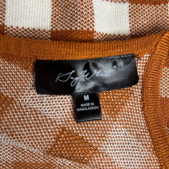 Brown Checkered Stretchy Crop-Top Spaghetti Strap Womens Size M See Photos - Picture 2 of 3